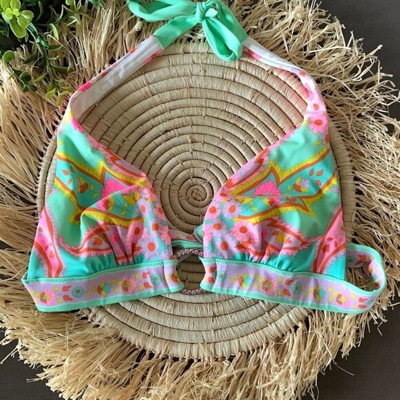VICTORIA’S SECRET Women’s Triangle Halter Tie Swim Bikini Top Size Small - Picture 1 of 12